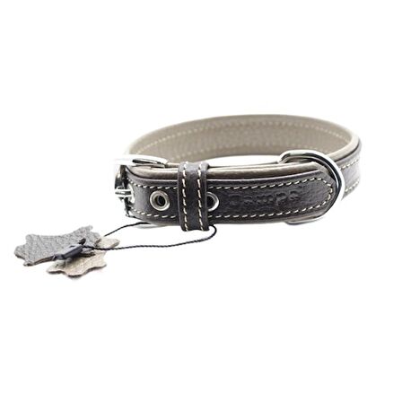 Yumuşak Dokulu Gerçek Deri Flatiron Köpek Boyun Tasması 3x54cm, Kahverengi Toprak