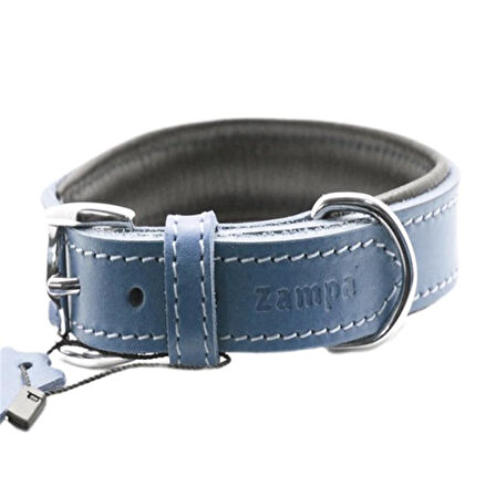 Zampa Yumuşak Dokulu Gerçek Deri Tribeca Köpek Boyun Tasması Lacivert 4x72 cm