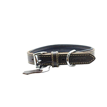 Zampa Yumuşak Dokulu Gerçek Deri Tribeca Köpek Boyun Tasması Kahvere 2x35 Cm