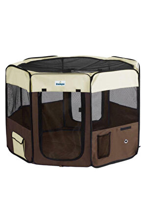 Zampa Pet Park Oyun Alanı, Köpek Çiti, Doğum Evi Krem Kahverengi 91x91x54 cm