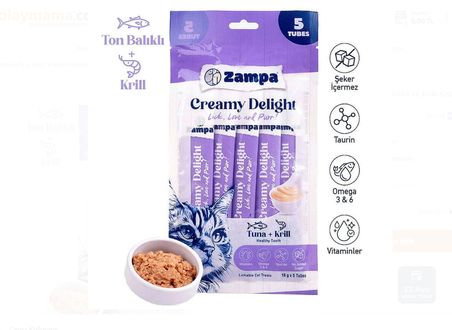 Zampa Creamy Delight Ton Balıklı ve Krilli Kedi Krema Ödül Maması 16 Gr x 5 Adet