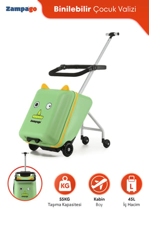 Monster Kids Ride-On Çocuk Valizi- Binilebilir, Düşme Engelleyici