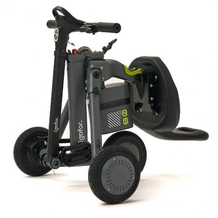 IGOFOR 3 Tekerlekli Katlanabilir Oturulabilir Hafif, Taşınabilir, Uzun Menzilli km Elektrikli Scooter Gri