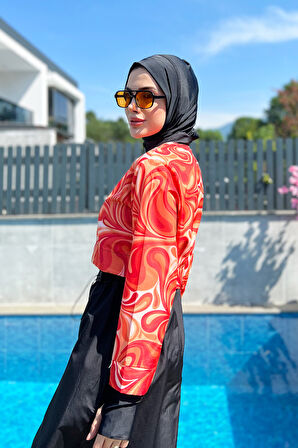 Tam Kapalı Tesettür Mayo 2322 Pera Turuncu | S