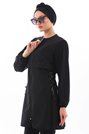 Tam Kapalı Tesettür Mayo Kara 2453 Siyah | XL