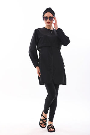 Tam Kapalı Tesettür Mayo Kara 2453 Siyah | XL