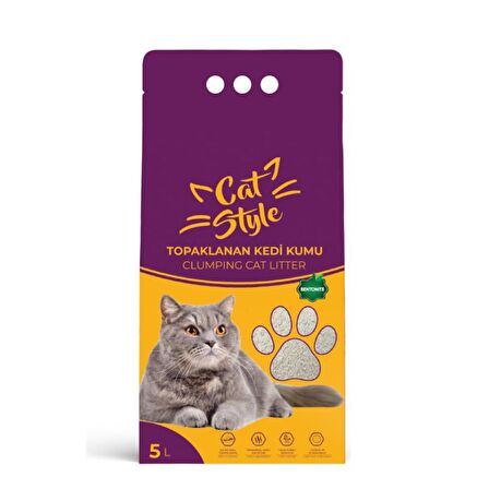 Cat Style Bentonit Naturel Topaklanan Kedi Kumu  (5 Lt)