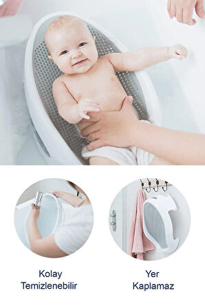 Soft Bebek Küveti - Silikon Fileli Bebek Besleme, Yıkama Banyo Küveti, Bebek Banyo Oturağı