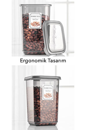 12'li Set Melly Sızdırmaz Kapaklı Kare Erzak Saklama Kabı Antrasit 12 X 1.10 Lt Etiketli