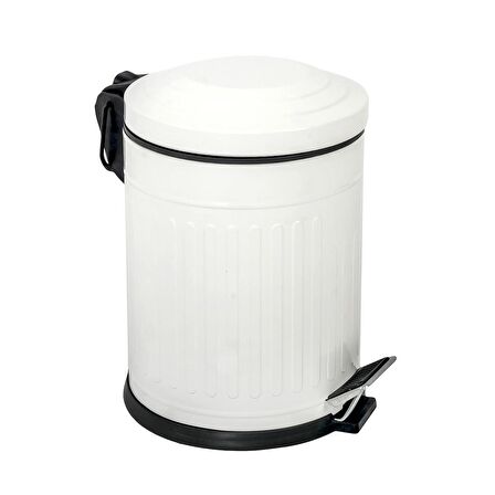 Foreca Vintage Çöp Kovası Çizgili Beyaz 5 Lt