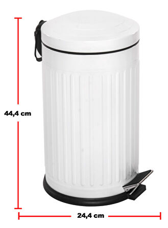 Foreca Vintage Çöp Kovası Çizgili Beyaz 16 Lt