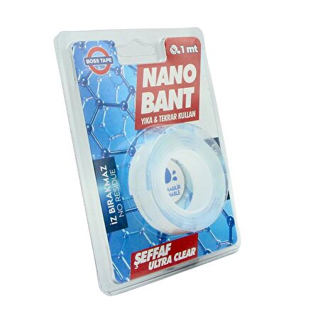 Nano Süper Güçlü Elastik Bant - Şeffaf - Yıkanabilir - Yeniden Kullanılabilir-19mmx1mt