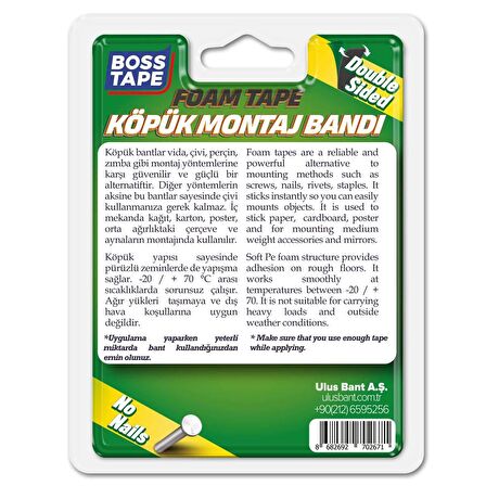 10 KG Köpük Montaj Aksesuar Yapıştırma Bandı 19mmx2mt