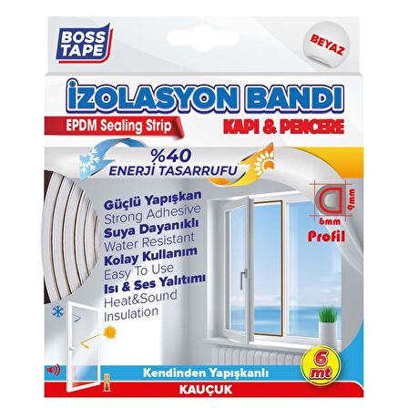 Boss Kapı Pencere İzolasyon Fitili - Bandı Beyaz