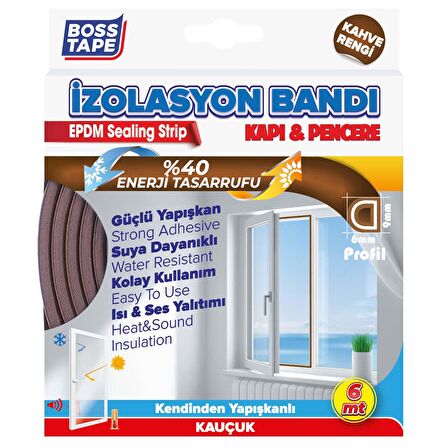 Boss Kapı Pencere İzolasyon Fitili - Bandı Kahverengi