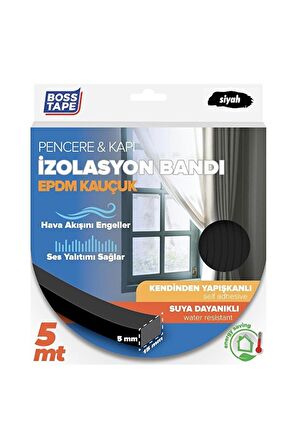 Epdm Kauçuk Pencere Kapı Izolasyon Bandı Siyah 5mmx15mmx5mt