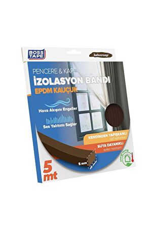 Epdm Kauçuk Pencere Kapı Izolasyon Bandı Kahve 5mmx15mmx5mt