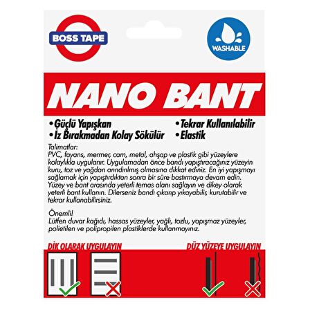 Nano Bant - Şeffaf - Yıkanabilir - Çift Taraflı 19mmx3mt