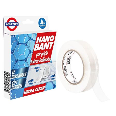 Nano Bant - Şeffaf - Yıkanabilir - Çift Taraflı 19mmx3mt