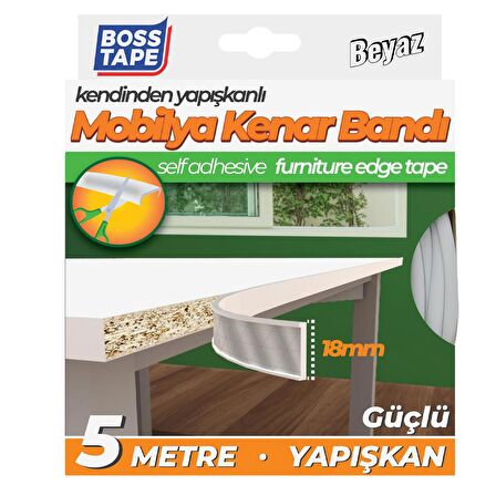 Boss Tape Yapışkanlı Beyaz Masa Mobilya Kenar Bandı