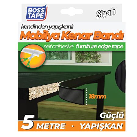 Boss Tape Yapışkanlı Siyah Masa Mobilya Kenar Bandı