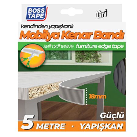 Boss Tape Yapışkanlı Gri Masa Mobilya Kenar Bandı