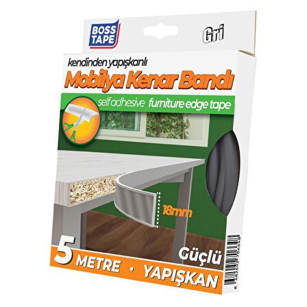 Boss Tape Yapışkanlı Gri Masa Mobilya Kenar Bandı