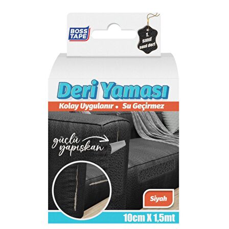 Boss Tape Yapışkanlı Deri Yaması Siyah En:10cm Boy:1,5