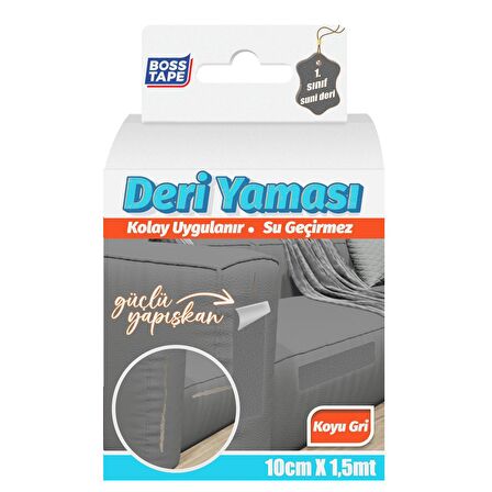 Boss Tape Yapışkanlı Deri Yaması Koyu Gri En:10cm Boy:1,5