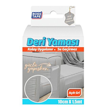 Boss Tape Yapışkanlı Deri Yaması Açık Gri En:10cm Boy:1,5