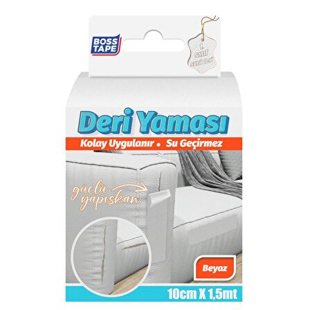 Boss Tape Yapışkanlı Deri Yaması Beyaz En:10cm Boy:1,5