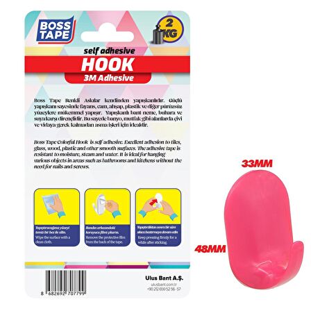 Boss Tape 3M Bantlı Mutfak Banyo Havlu Bornoz Pembe Duvar Askısı