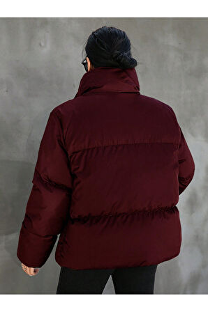 Kadın Haki Owersize Dolumlu Şişme Su Geçirmez Mont Tbg069