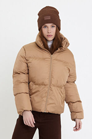 Kadın Haki Owersize Dolumlu Şişme Su Geçirmez Mont Tbg069