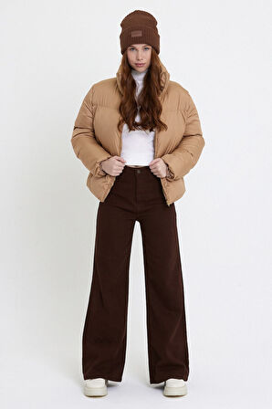 Kadın Haki Owersize Dolumlu Şişme Su Geçirmez Mont Tbg069