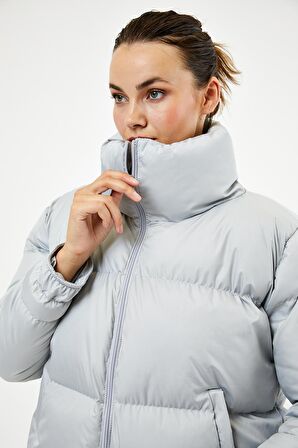 Tonny Black Gri Kadın Owersize Dolumlu Şişme Su Geçirmez Mont Tbg069 Gri-XS