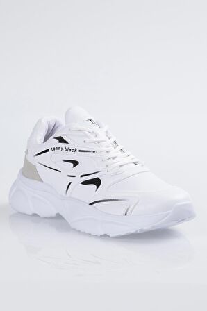 Tonny Black Unisex Beyaz Faylon Taban Spor Ayakkabı Tbb013