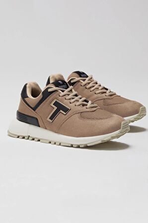 Tonny Black Unisex Bej Kaymaz Eva Taban Bağcıklı Sneaker