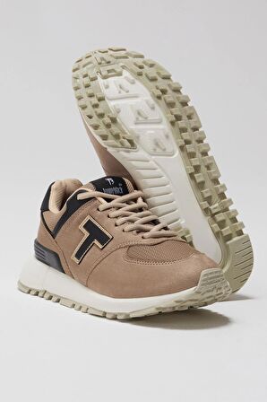 Tonny Black Unisex Bej Kaymaz Eva Taban Bağcıklı Sneaker
