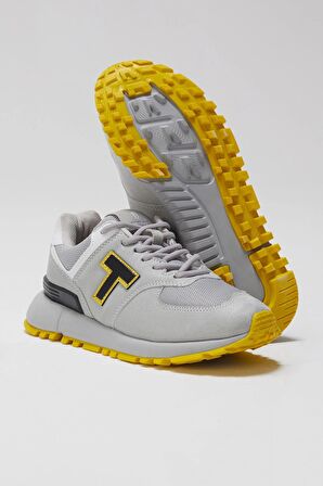 Tonny Black Unisex Gri Kaymaz Eva Taban Bağcıklı Sneaker