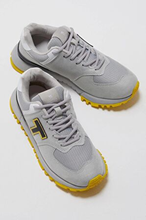 Tonny Black Unisex Gri Kaymaz Eva Taban Bağcıklı Sneaker