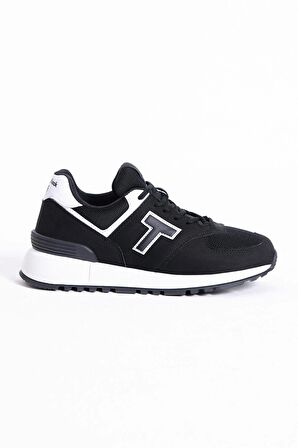 Tonny Black Unisex Siyah Beyaz Kaymaz Eva Taban Bağcıklı Sneaker