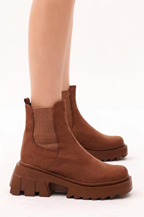 Tonny Black Kadın Taba Süet Lastikli Rahat Kalıp Bot