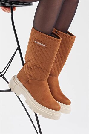 Tonny Black Kadın Toprak Kapitone Desenli Rahat Kalıp Uzun Bot