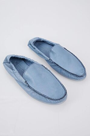 Tonny Black Erkek Mavi Arkası Lastikli Rahat Kalıp Hakiki Deri Loafer