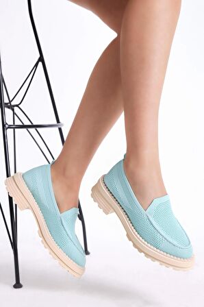 Tonny Black Kadın Turkuaz Rahat Kalıp Triko Sneaker