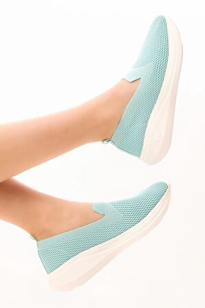 Tonny Black Kadın Turkuaz Rahat Kalıp Triko Sneaker