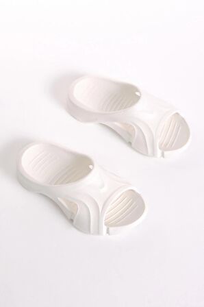 Tonny Black Unisex Beyaz Desenli Kalın Tabanlı Eva Terlik