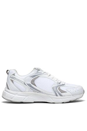 Tonny Black Unisex Beyaz Gümüş Faylon Taban Bağcıklı Spor Ayakkabı