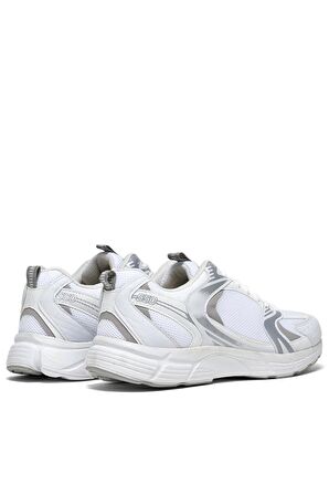 Tonny Black Unisex Beyaz Gümüş Faylon Taban Bağcıklı Spor Ayakkabı